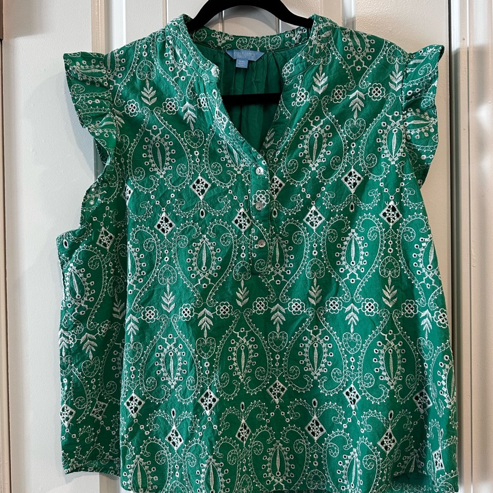 Draper James Emerald Patterned Blouse - image 1